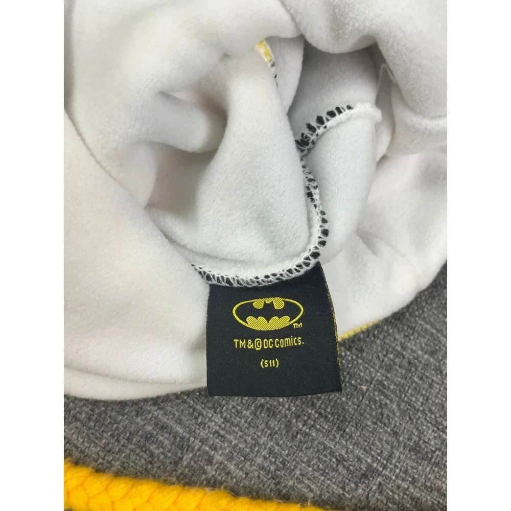 Batman DC Comics Striped Laplander Beanie Hat Yellow Black White Ear Flaps OSFM